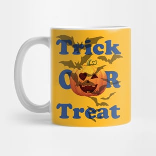 Funny Halloween Gift Trick or treat with scary pumpkin face for men and women Mug